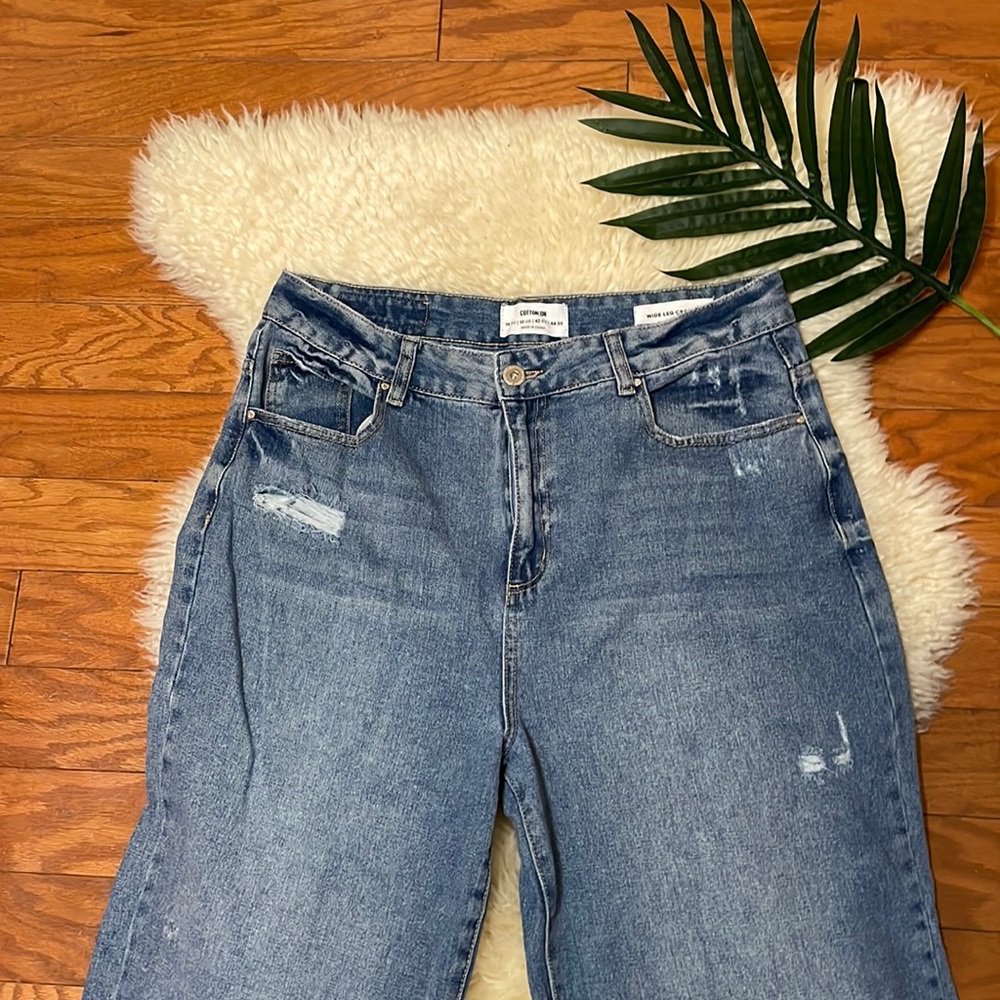 Cotton:On Wide Legged Cropped Jean/ Medium Wash Denim/ Size 10